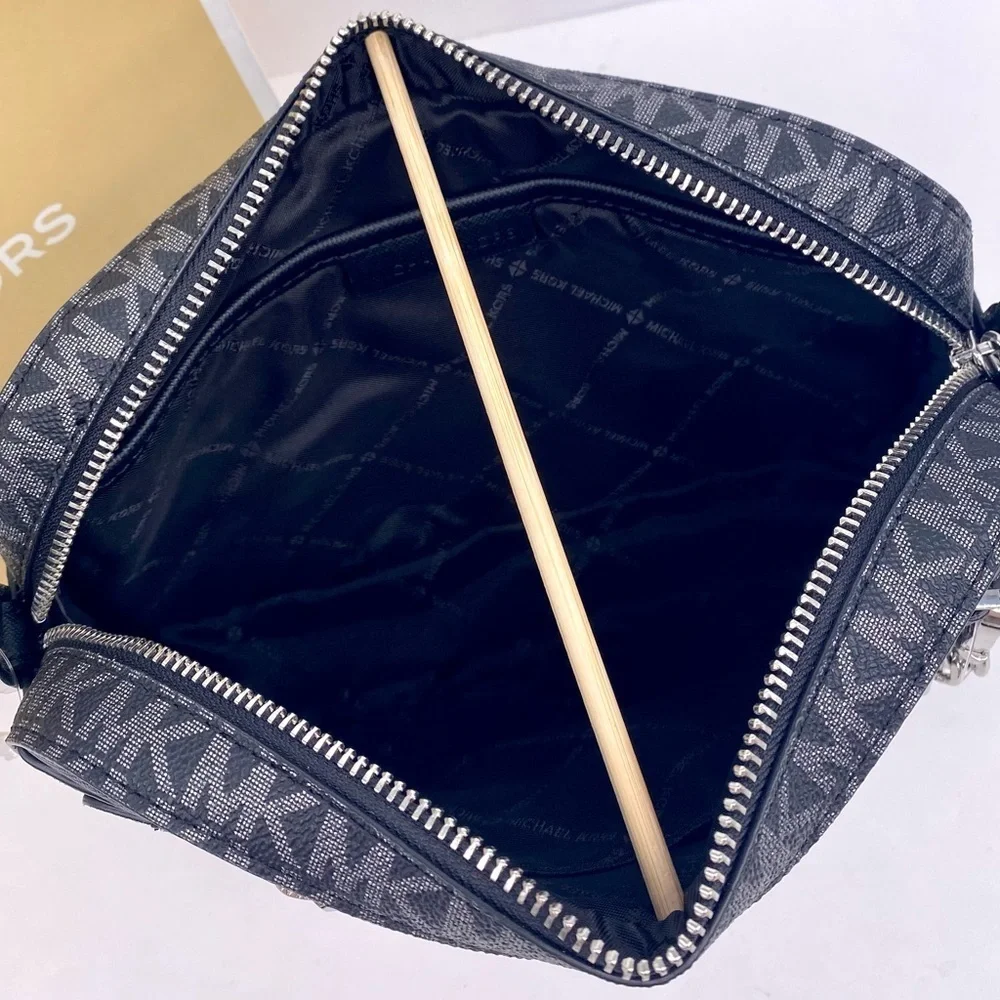 Michael Kors Metallic Zip Chain Crossbody Black Multi